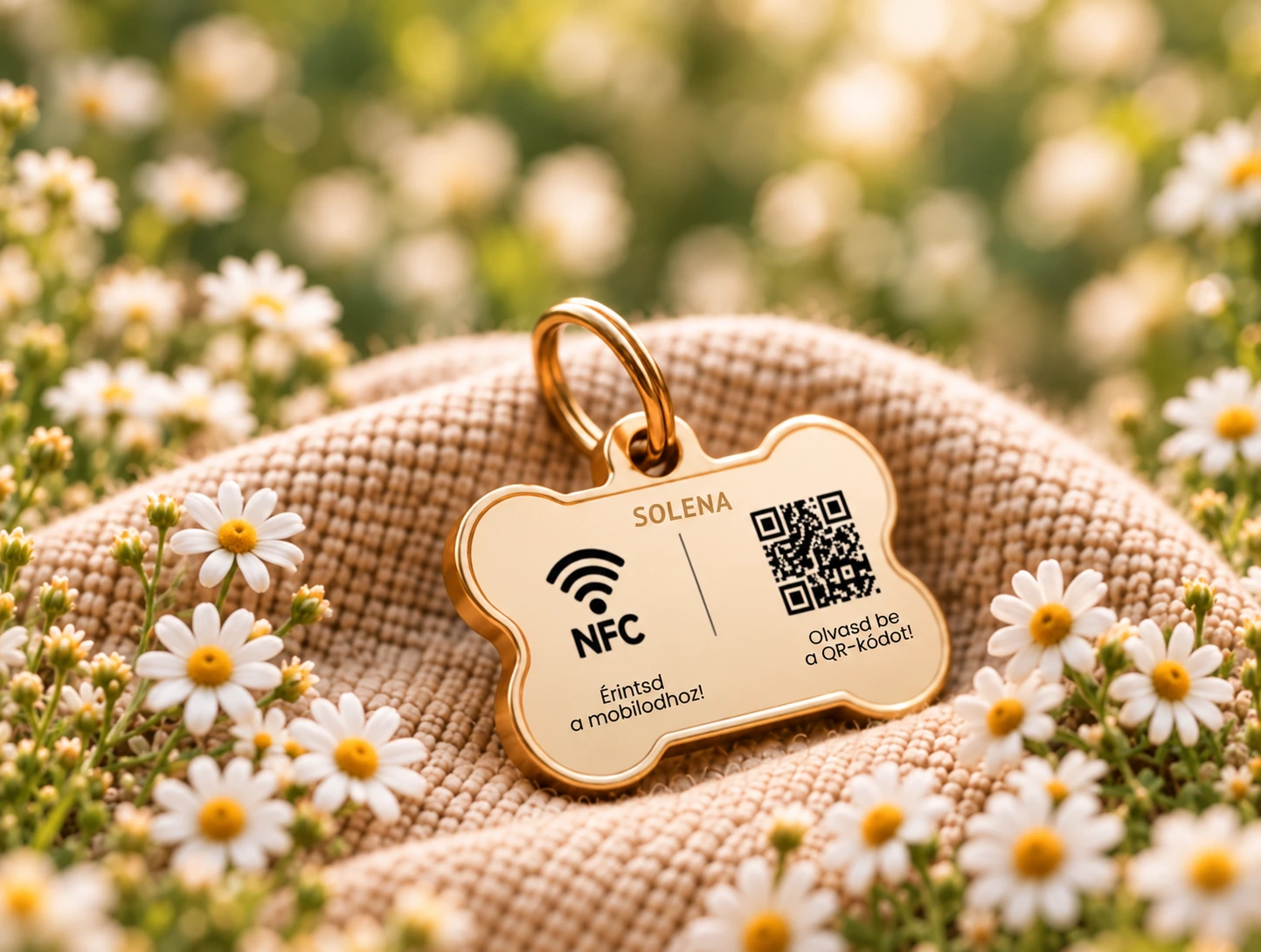 Hazahívó Medál: NFC-érintés és QR-kód, Solena felirattal