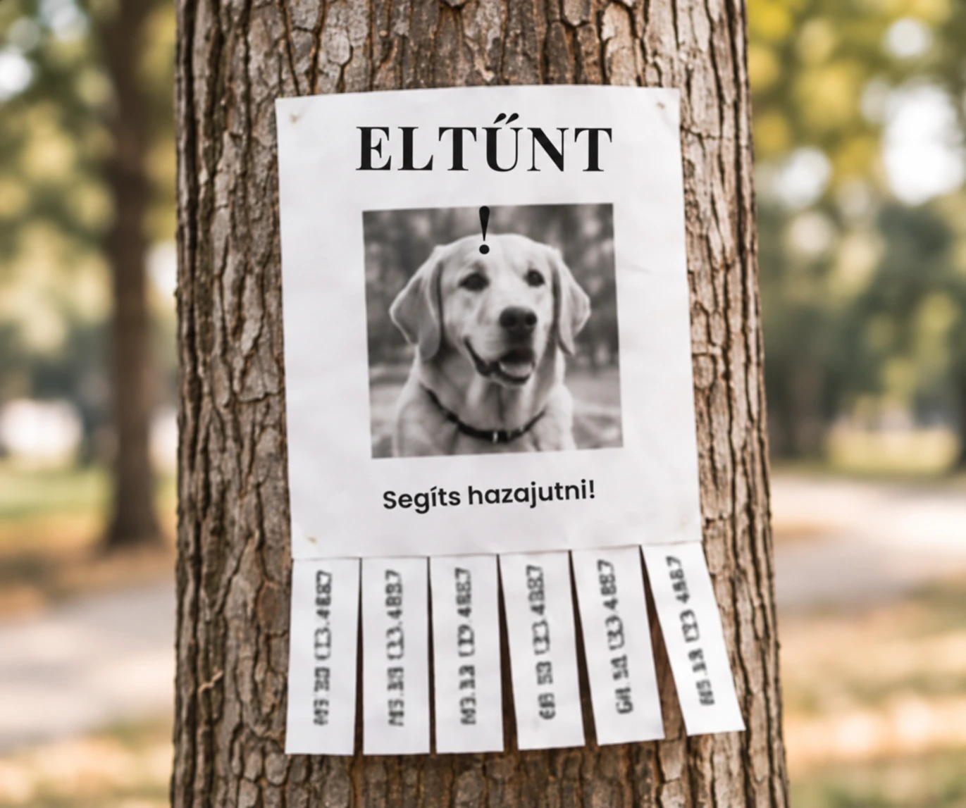Eltűnt kutyát kereső szórólap